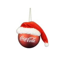 Kurt Adler Coca-Cola Red Ball with Santa Hat Ornament