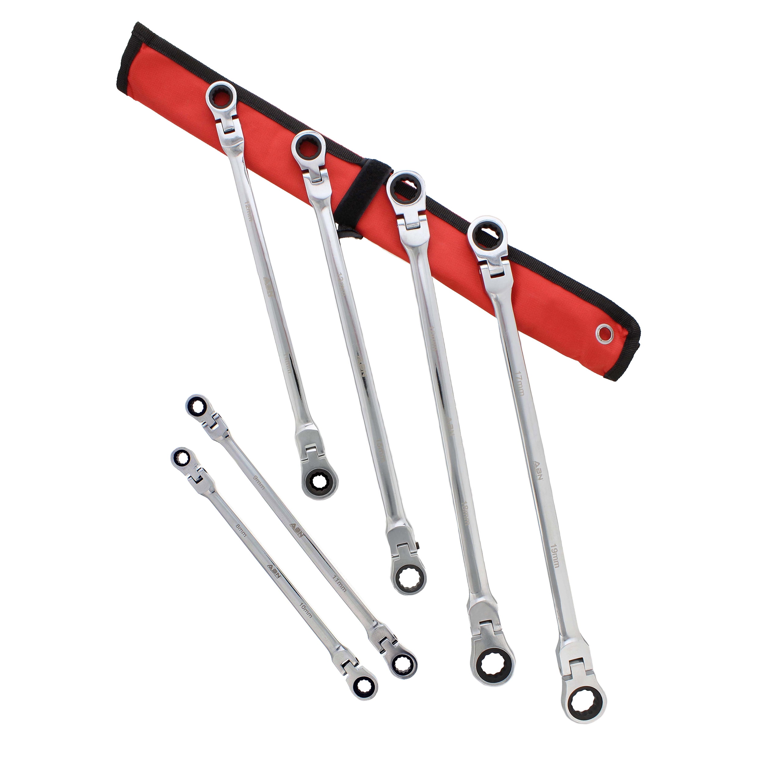 ABN Flex Head Ratcheting Wrench Set - 6-Piece Double Box End Wrench Set