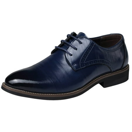 

GNEIKDEING Cl ical Style Shoes For Men Slip On PU Low Rubber Sole Block Heel Work Gift on Clearance