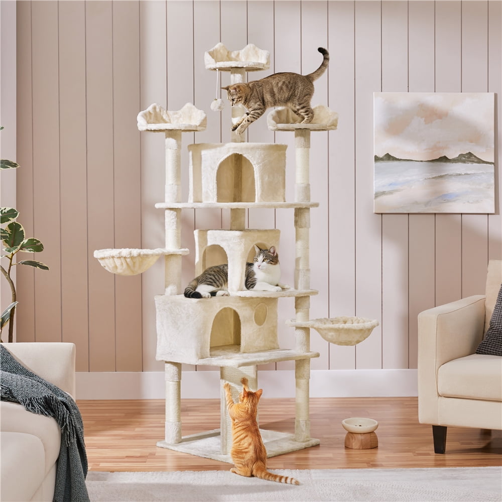 Yaheetech 76.5-inch Cat Tree Cat Tower with Condos, Beige