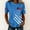 Blue, variant on America 250 Merchandise Tops For Women Casual Printed T-Shirt Round Neck Short Sleeve Shirt Army Green XXL