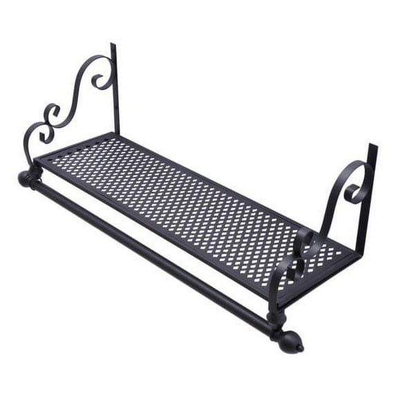 Metal Storage Wrought Iron Coat Rack Shelf Wall Mounted Hanging Closet Black