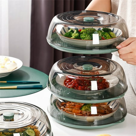 Insulated Food Cover with Transparent Lid - Multifunctional Vegetable Cover for Kitchen Use - Soilproof Fresh Food Protector for Serving Dishes and Table Accessory - 1 Cover with Chassis