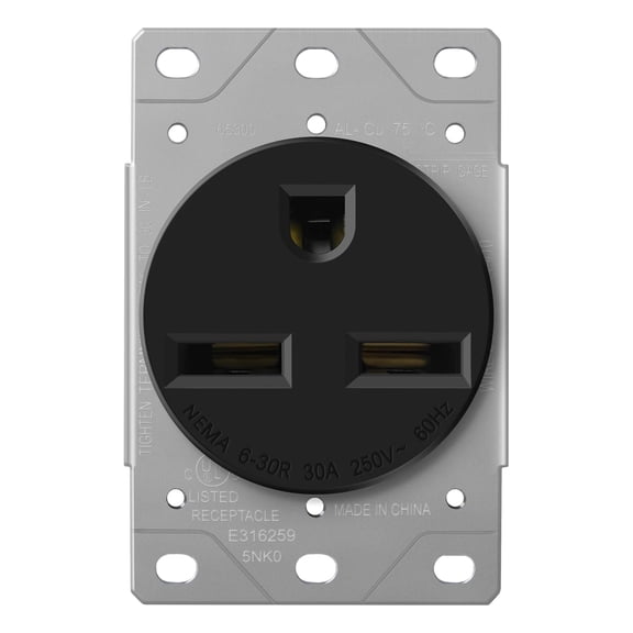 ENERLITES 30 Amp 125/250V NEMA 6-30R Power Outlet, Heavy-Duty 30A Receptacle, for Welders, Air Conditioners, Electric Vehicles (EV), Generators, and More, 2-Pole, 3 Wire, 65300-BK, Black