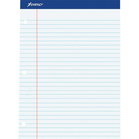Ampad Legal Pad - Ampad, TOP20244, Perforated 3 Hole Punched Ruled Double Sheet Pads - Letter, 100 / Pad