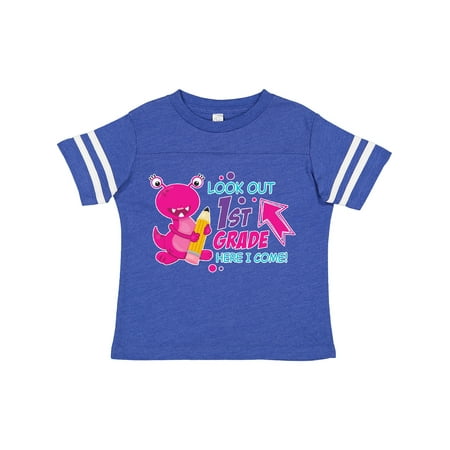 

Inktastic Look out 1st Grade Here I Come with Cute Pink Monster Gift Toddler Boy or Toddler Girl T-Shirt