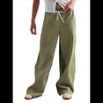 thumbnail image 1 of Pantalones de Rayas de Tiro Bajo para Mujer, Estilo Bohemio, con Cordón Ajustable y Pernera . Verde M, 1 of 10