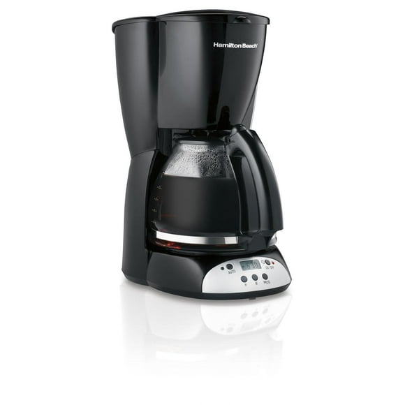 Hamilton Beach Cafetera programable de 12 tazas Hamilton Beach, jarra de vidrio, negro y plateado, 4 Hamilton Beach NA