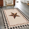 thumbnail image 2 of Rectangle Area Rugs 4 x 6 Ft, Western Texas Star Retro Non-Slip Residential Carpet, Rustic Vintage Berry Black Beige Plaid Indoor Crawling Mats Runner Rugs for Living Room/Dining Room/Bedroom, 2 of 8