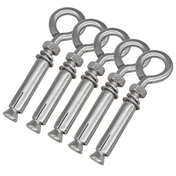 5pcs Expansion Concrete Wall Anchors Eyebolt Screw,5/16" X 4-3/16"  Heavy Duty 304 Stainless Steel Shoulder Lag Eyebolts for Concrete Wall