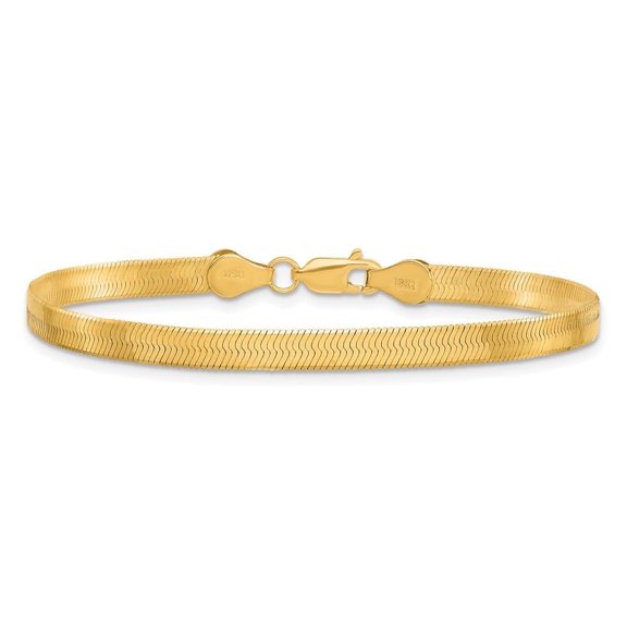 Diamond2Deal Mother's Day Gift 10K Yellow Gold 4mm Silky Herringbone Chain Anklet for Women 9"