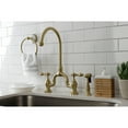 thumbnail image 3 of Kingston Brass KS7797ALBS English Country Two-Handle 3-Hole Deck Mount Bridge Kitchen Faucet with Brass Side Sprayer in Brushed Brass, 3 of 7