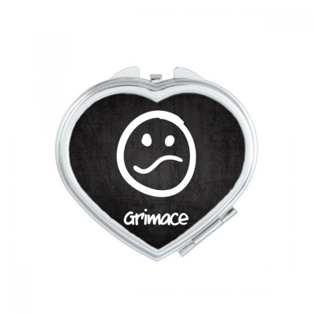 Grimane White Cute Chat Happy Pattern Heart Mirror Travel Magnification Portable Handheld Pocket Makeup