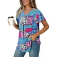 thumbnail image 2 of KISSMODA Summer Top for Women V Neck Short Sleeve Shirts Pleated Blouse Tunic Tops to Wear with Leggings Hide Belly, 2 of 3
