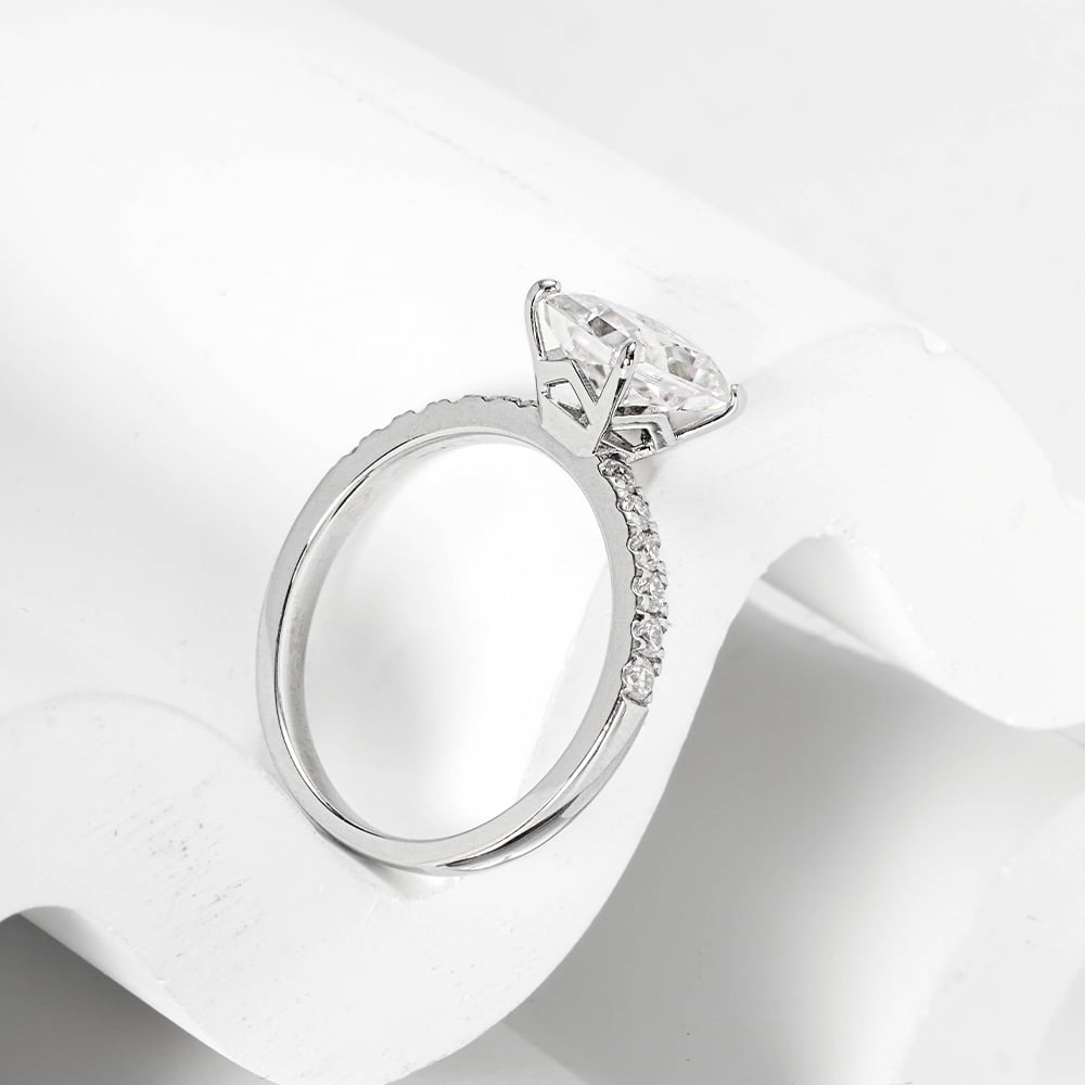 Luxury 3ct Radiant Cut Moissanite Engagement Rings For Women Sterling Silver 18K White Gold Plated D Color Diamond Wedding Ring