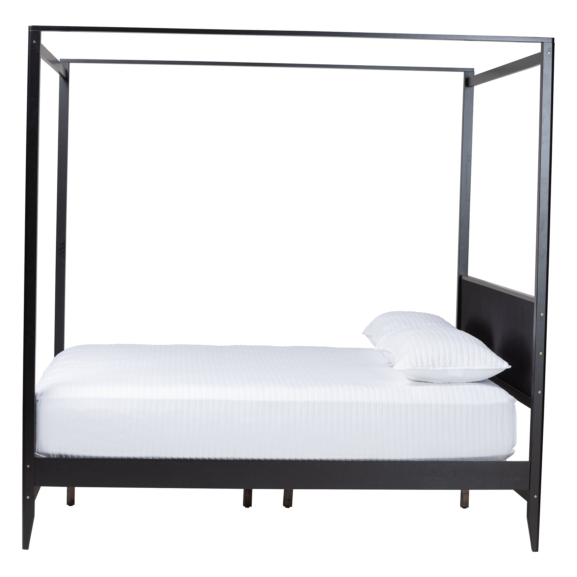 Baxton Studio Primrose Mid-Century Canopy Bed, King, Black