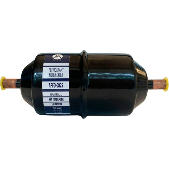 Appli Parts APFD-082S 1/4 in Liquid Line Refrigerant AC Filter Drier hvac Refrigeration 082S ODF Sweat Solder connection universal unidirectional 6in long 2-1/4 in wide