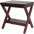 thumbnail image 2 of Compact X Shape Teak Shower Outdoor Bench with Shelf in Brown Finish, 2 of 2