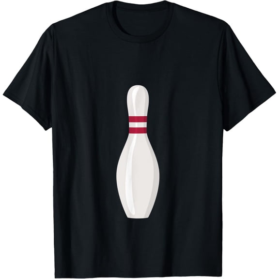 One Bowling Pin T-Shirt men and women can wear, black, white, gifts