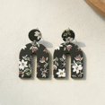 thumbnail image 1 of Cow girls earrings cute exaggerated auricular needle door leopard acrylic earrings----Black flower--Product code 77632 Black flower, 1 of 3