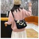 thumbnail image 5 of Canvas bag cute cartoon bear doll school bag for female students black, 5 of 5