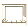 thumbnail image 4 of Euroco Metal Queen Size Canopy Bed with Upholstery Headboard, Gold, 4 of 7