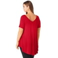thumbnail image 3 of Roaman's Women's Plus Size Swing Ultra Femme Tunic Short Sleeve V-Neck Shirt, 3 of 6
