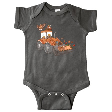 

Inktastic Cute Turkeys On A Bulldozer Gift Baby Boy or Baby Girl Bodysuit