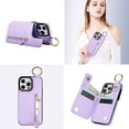 thumbnail image 5 of JTCASES for iPhone 13 Pro Max Case, PU Leather Lychee Pattern Zipper Purse Finger Ring Buckle Card Slots Stand Shell for iPhone 13 Pro Max Wear-resistant Shockproof Wallet Cover, Purple, 5 of 8