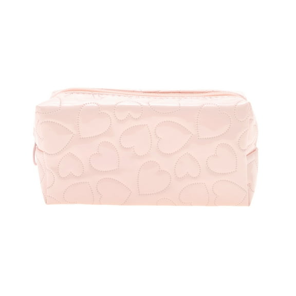 Unique Bargains 1 Pc Pillow Shape Heart Makeup Bag Pink PU