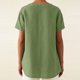thumbnail image 2 of TaTaai Summer V Neck Casual Top, Women's Half Button Open Front Design, Linen Inspired Short Sleeve Solid Color Shirt Gift, 2 of 8