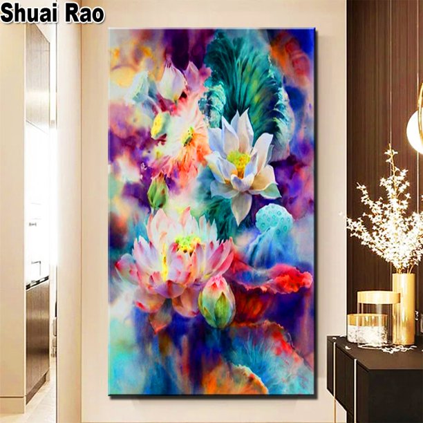 Vintage White Flowers 5d diy diamond painting Full square Round Drill embroidery cross stitch,Large Size still life,Home Art,Round drill 30x60cm Gao Jinjia LED