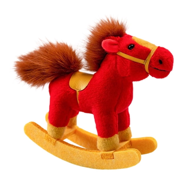 Fiocias Rocking Horse Animal Stuffed Animal Cushion Ornament Decor Simulation Softness Functional Suitable for Collection Living Room Office Bedroom Dec red
