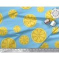 thumbnail image 2 of Soimoi Blue Cotton Voile Fabric Lemon Slice Block Print Sewing Fabric Yard 56 Inch Wide, 2 of 3