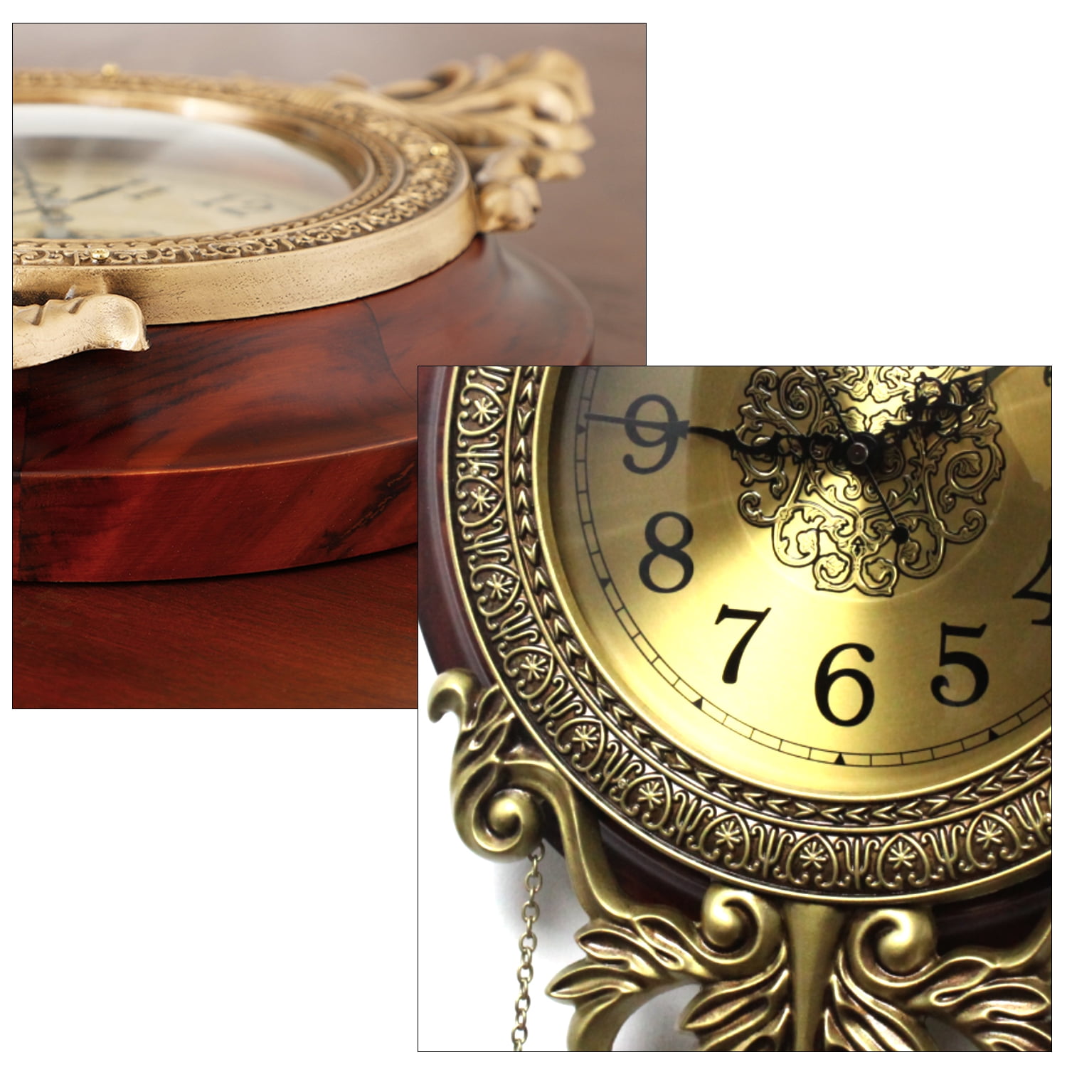 Aero Snail 9" Pendulum Wall Clock, Solid Wood, Battery Operated, Vintage Quartz Clock 205B
