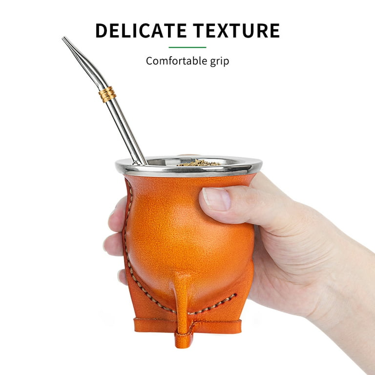 Leather Mate Gourd Cup With FREE Straw Bombilla To Drink Argentinian Yerba  Mate