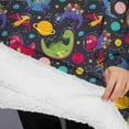 thumbnail image 3 of Oversized Wearable Blanket Hoodie,Colorful Dinosaurs Spaceships Planets Pattern Sherpa Blanket Hoodie with Super Pockets,Super Warm Fuzzy Pullover for Women & Men, 3 of 6