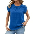thumbnail image 4 of GaThRRgYP Women's Casual Short Sleeve T-Shirt,Women Solid Round Neck Sleeve Back Keyhole Blouse Temperament Short Sleeve Top Blue L, 4 of 9