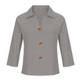 thumbnail image 4 of CUSTG Women Blouses Solid Color Relaxed Button Up Tops For With Casual Breathable Everyday Wear Lightweight Comfort Half Sleeve Lapel Boho Ladies Summer Shirts, 4 of 4
