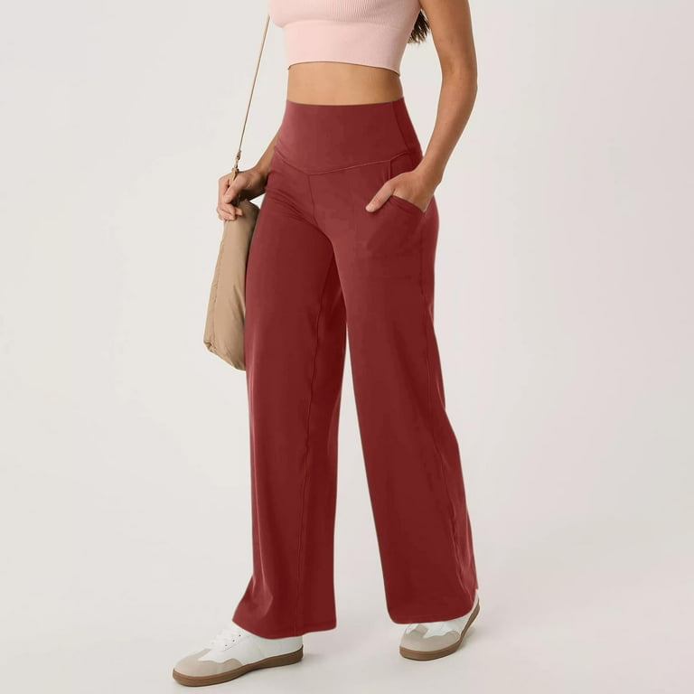 Alitao Dress Pants Women Petite Pants Women Wide Leg Yoga Pants With Pockets Stretch Straight Leg Dress Pant Tummy Flare Leggings Athletic Pant Work