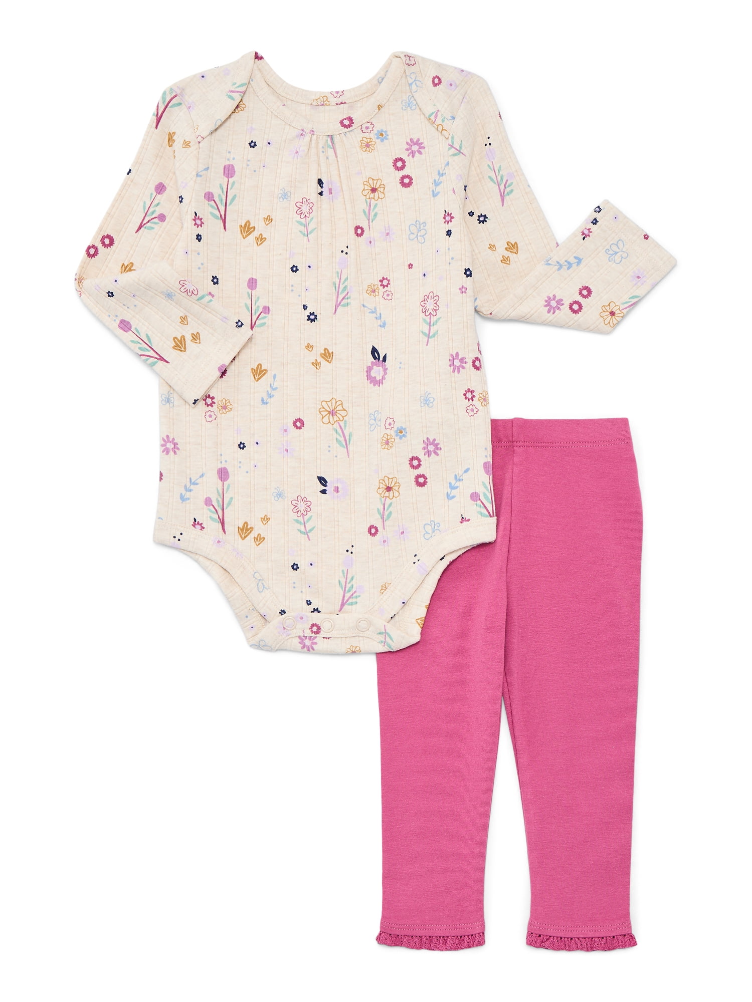 Garanimals Baby Girls Bodysuit, Graphic Tees, and Leggings Set, 6-Pieces, Sizes 0M-24M