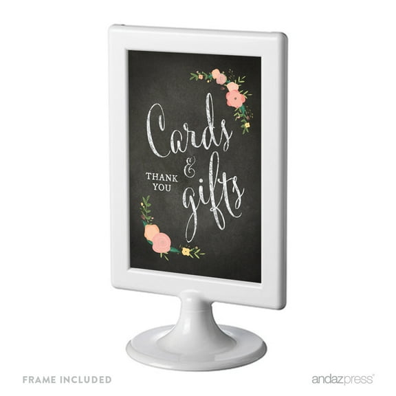 Cards & Gifts Thank You Framed Chalkboard & Floral Roses Wedding Party Signs