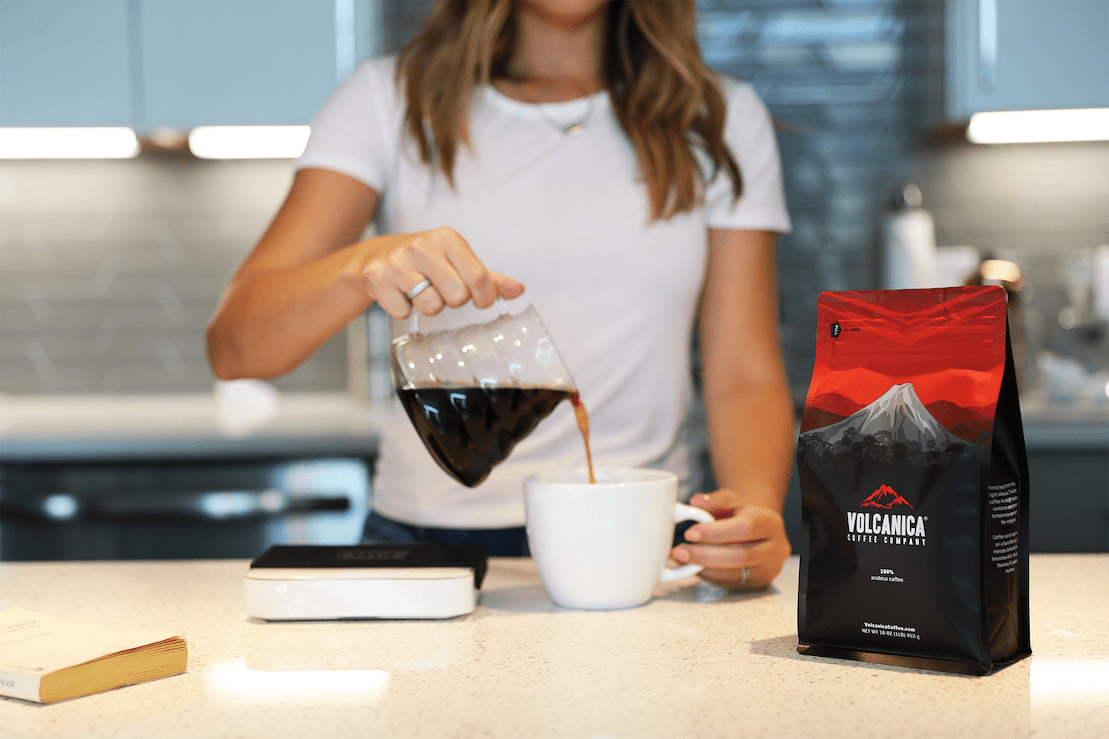 Volcanica Coffee Low Acid Decaf Coffee, Ground, Blend of Natural Low Acidic Coffee, Fresh Roasted, 16 oz
