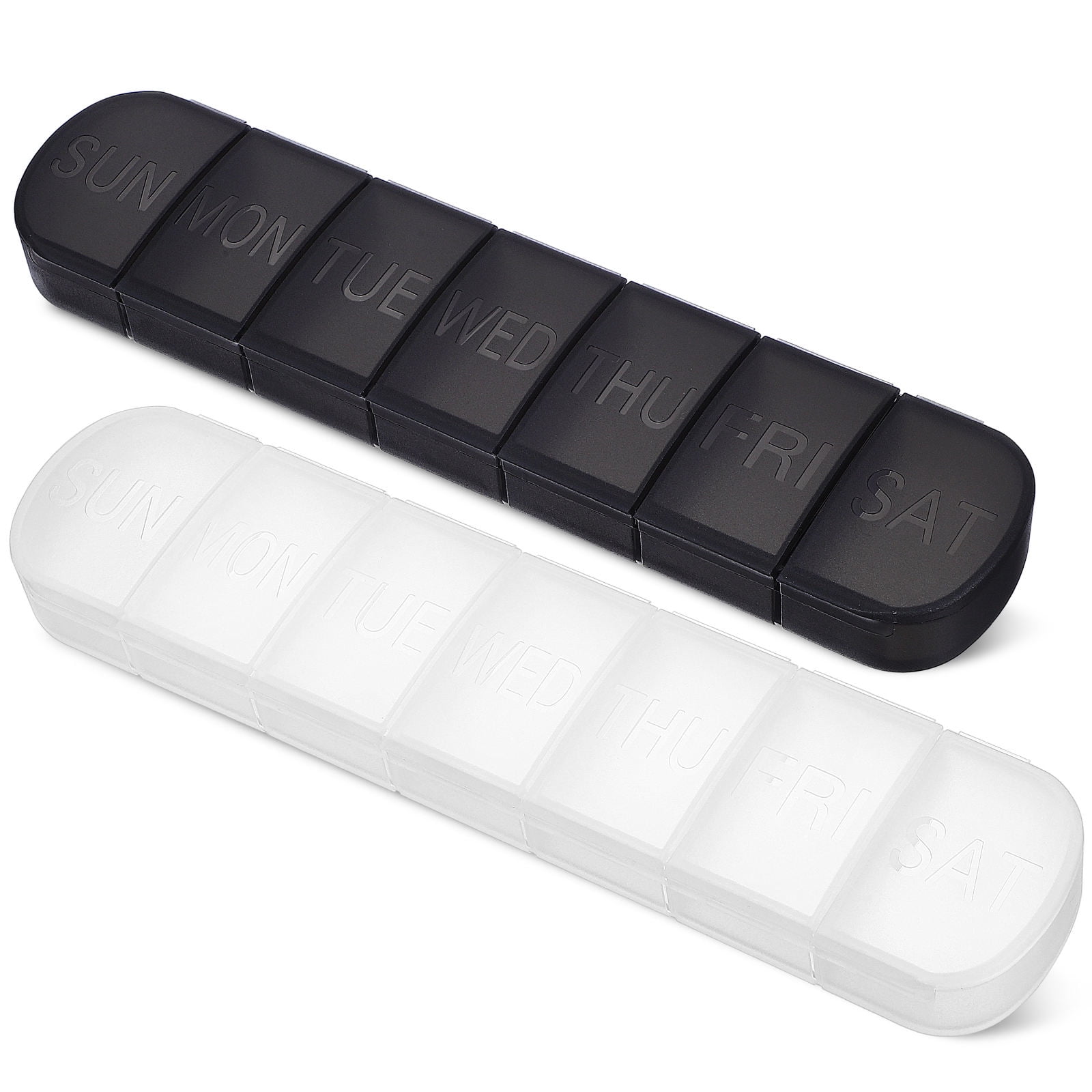 VERDANVERSE 2Pcs Weekly Pill Organizer Multi-grid Pill Organizer Black PP Travel Use
