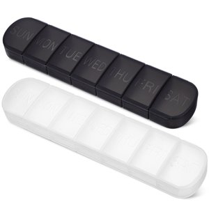 VERDANVERSE 2Pcs Weekly Pill Organizer Multi-grid Pill Organizer Black PP Travel Use