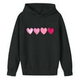 thumbnail image 3 of Eltusu Girls Valentines Hoodies, Loose Fit Long Sleeve Heart Graphic Comfort Pullover Sweatshirts Black Size 11-12 T, 3 of 4