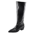 thumbnail image 2 of Viluyesy Womens Knee High Boots Pointed Toe Low Block Heel Side Seam Faux Leather Casual Comfortable Shoes Black Size 7.5, 2 of 9