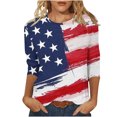 thumbnail image 1 of Camiseta de Manga Superior de 3/4 de Cuello Redondo de Impresión Casual de las Mujeres, Camisetas Casuales de las Mujeres para Primavera Verano, 1 of 4