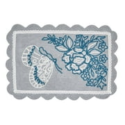 The Pioneer Woman Butterfly Garden Crochet Soft Silver Cotton Bath Rug, 20" x 32"