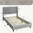 thumbnail image 3 of Yaheetech Upholstered Platform Bed Frame with Tufted Headboard, Twin, Light Gray, 3 of 7